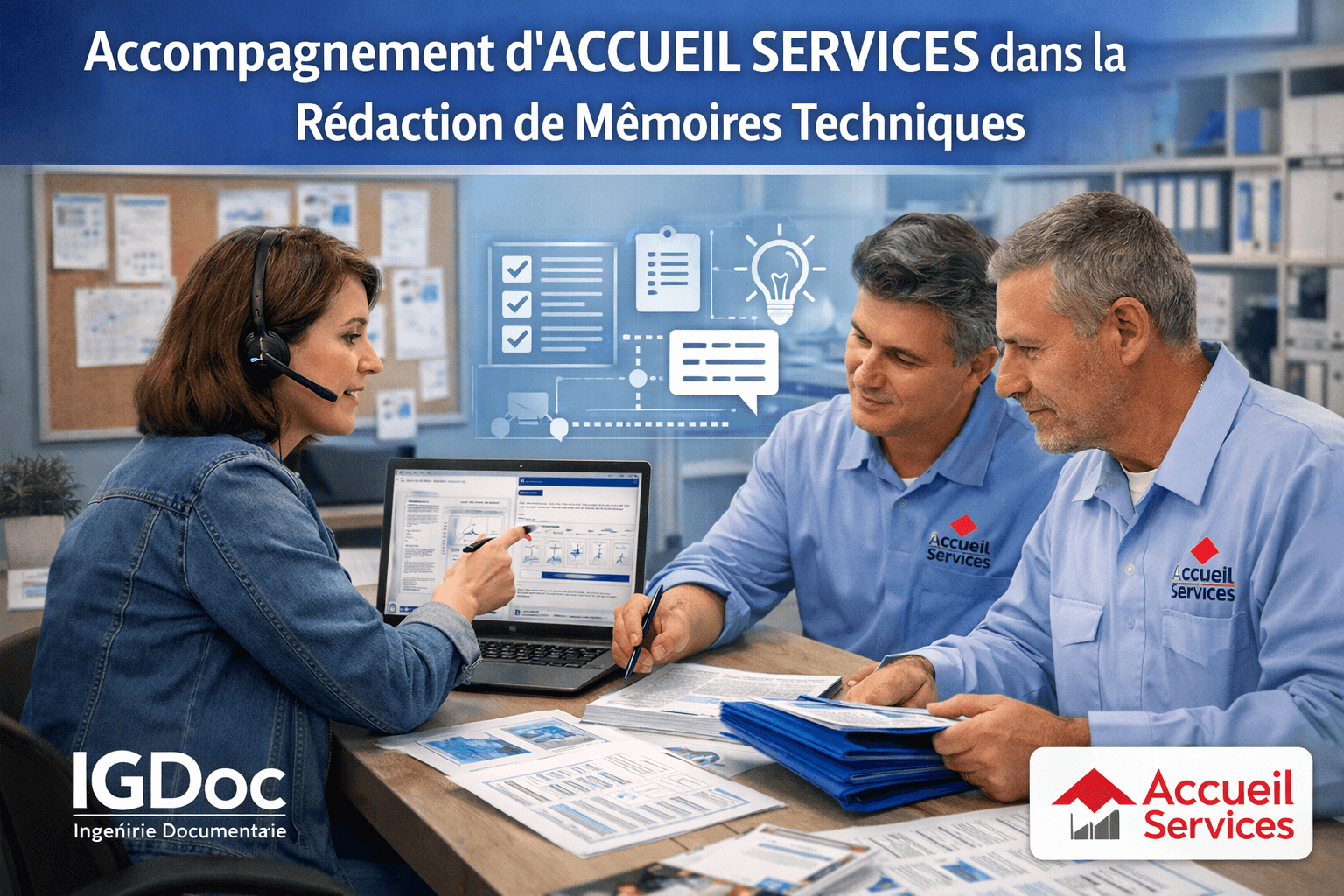 Lire la suite à propos de l’article Rédaction de mémoires techniques : accompagnement d’Accueil Services | IGDoc