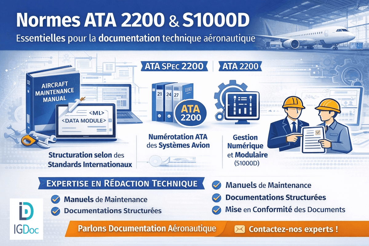 Lire la suite à propos de l’article Normes ATA 2200 et S1000D : pourquoi elles sont essentielles pour la documentation technique aéronautique